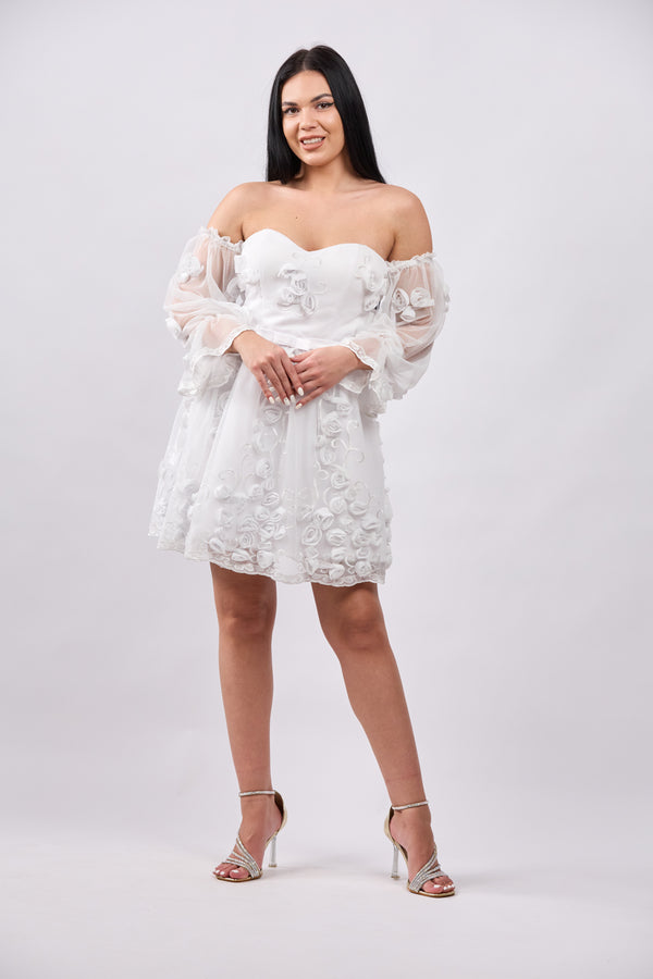 Rochie dantela 3d Tima alb