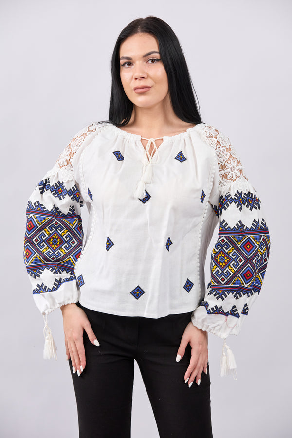 Bluza traditionala Maria cu albastru