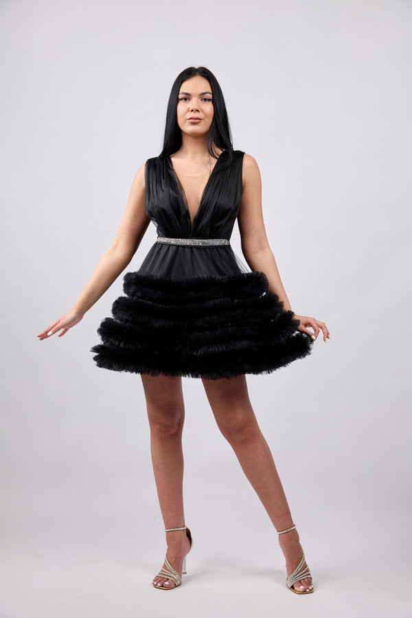 Rochie scurta baby doll Merry negru