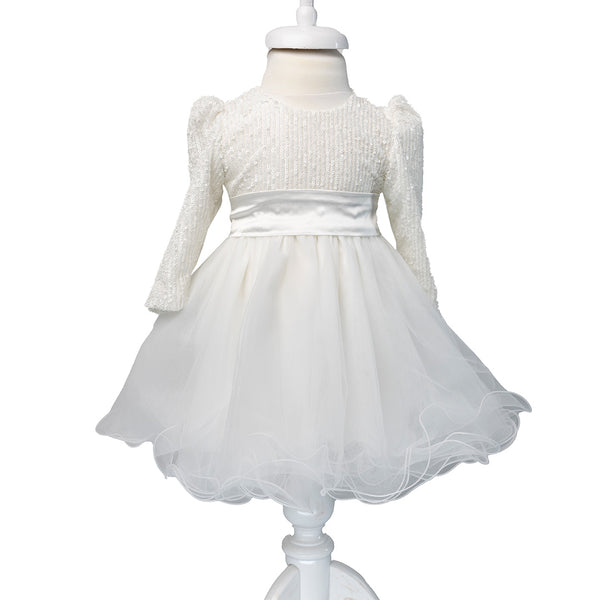 Rochie fetite paiete albe NADINA